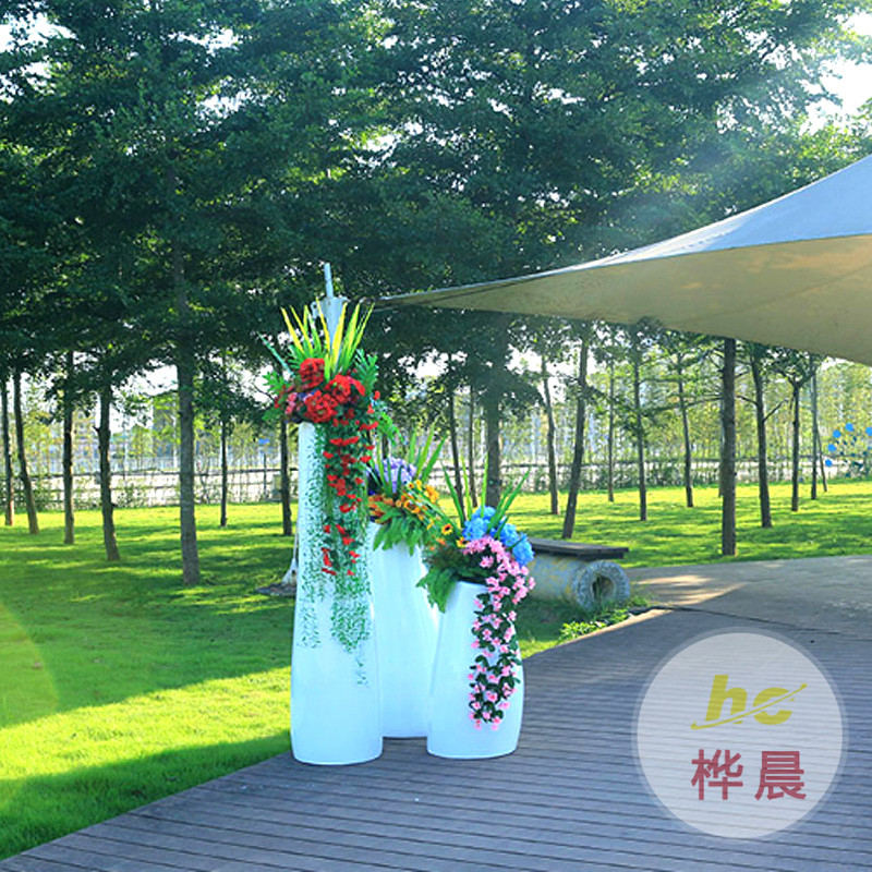 玻璃鋼花箱商場美陳花盆戶外移動(dòng)花槽園林景觀種植樹池圓形大花壇