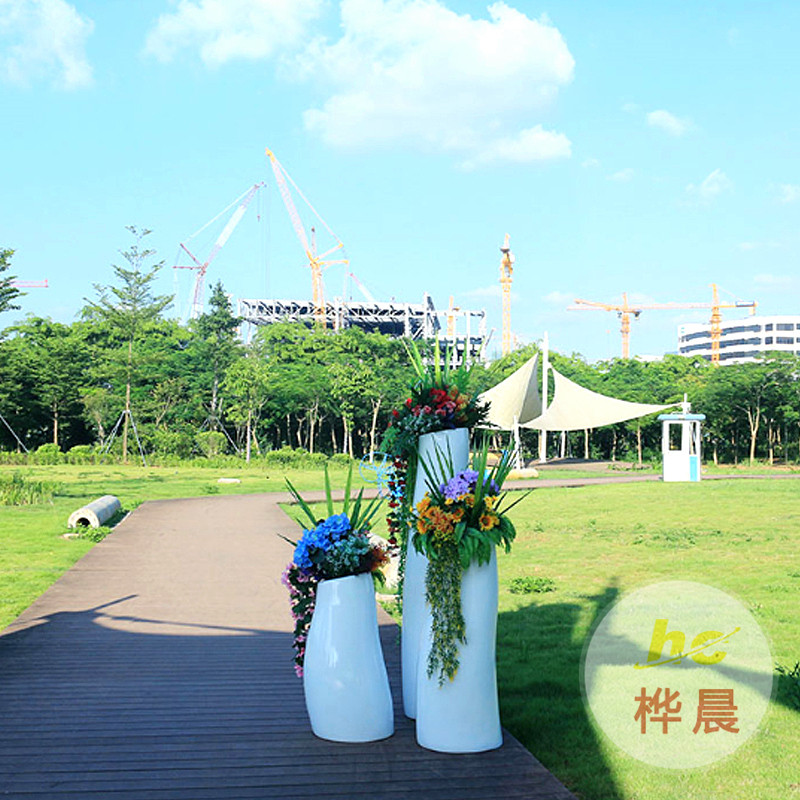 玻璃鋼花盆個(gè)性組合戶外公園商場美陳簡約花盆裝飾花器花瓶花缸