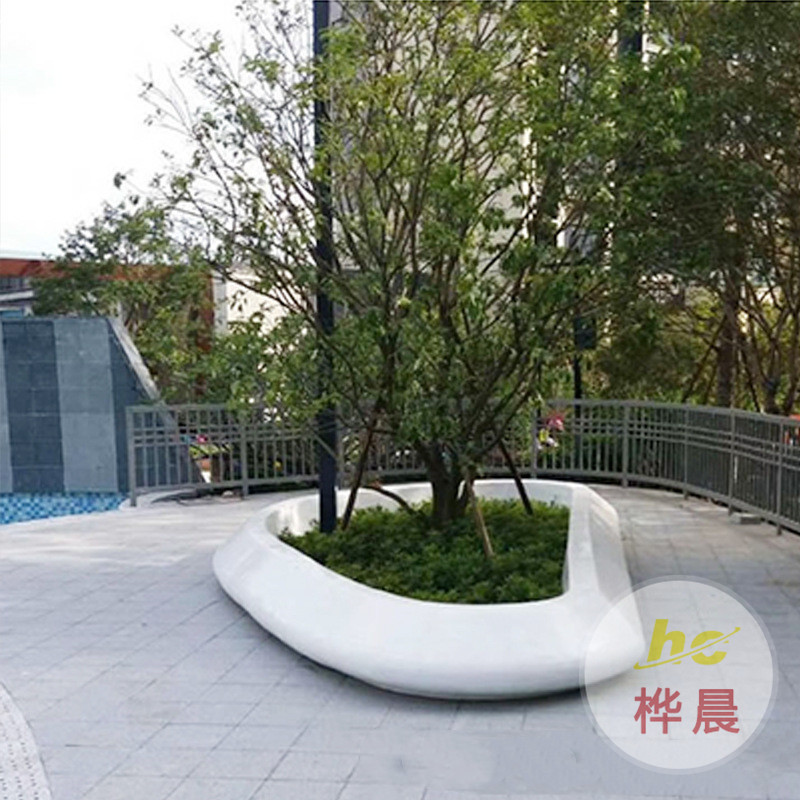 戶外大型玻璃鋼休閑椅商業(yè)廣場公園景觀樹池酒店門口綠植花盆坐凳